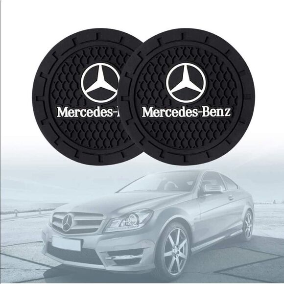 Mercedes Benz cup Coasters in black. Set of 2 NWT - Picture 1 of 10